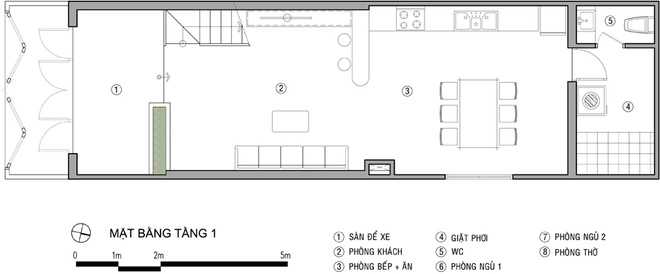 thiết kế tầng 1 nhà 3 tầng