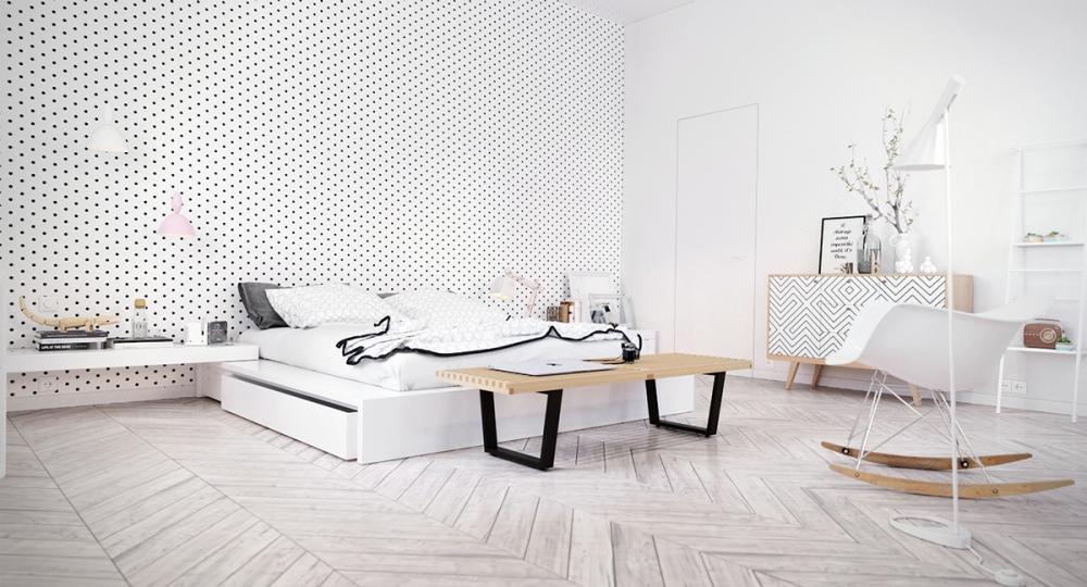 thiết kế phòng ngủ màu trắng 