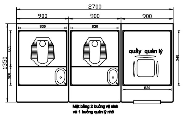 nhà vệ sinh 2 buồng