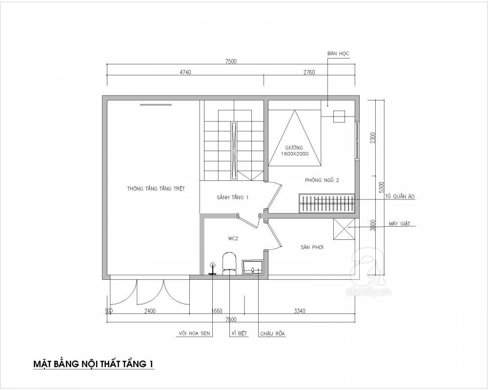 Thiết kế nhà 1,5 tầng