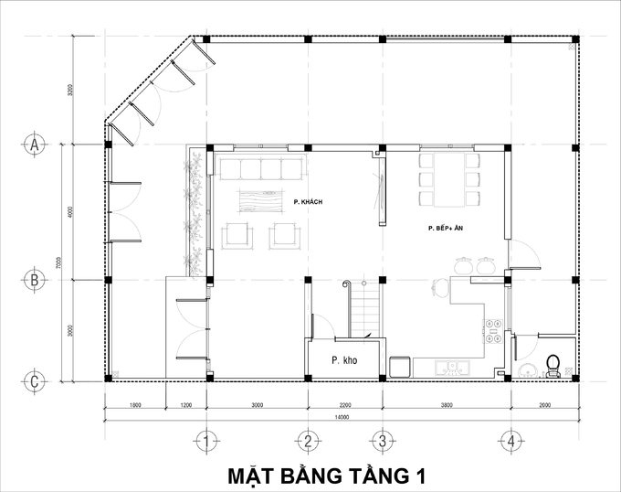 bản thiết kế tầng 1 của ngôi nhà