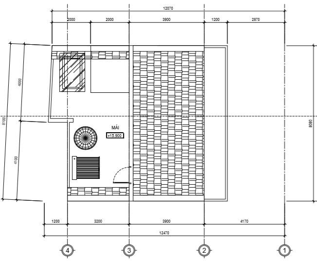 bản vẽ bố trí mặt bằng mái nhà