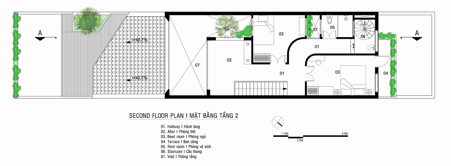 sơ đồ bố trí mặt bằng tầng 2