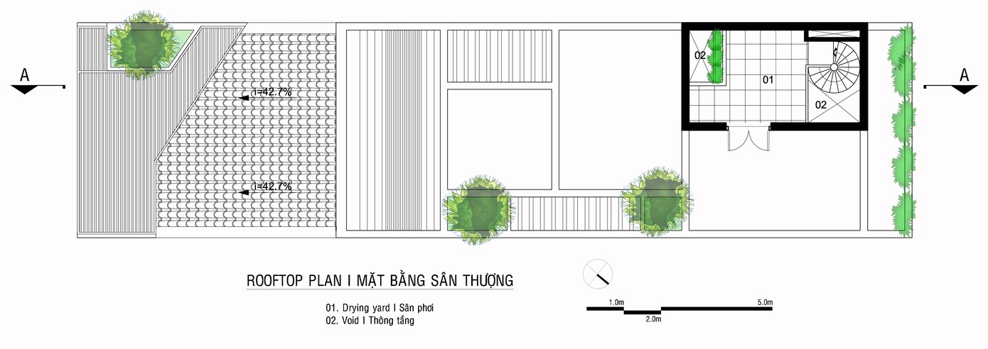 sơ đồ bố trí mặt bằng sân thượng