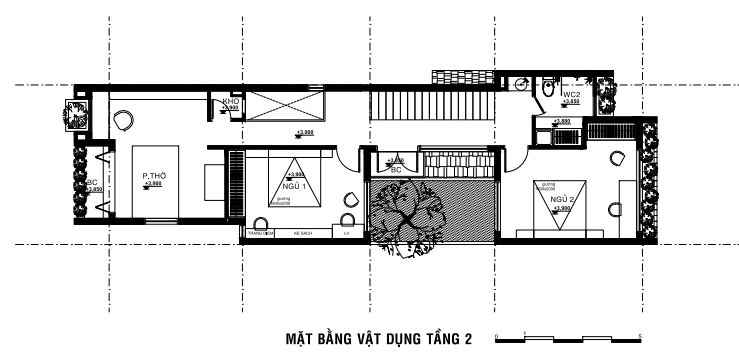 sơ đồ bố trí mặt bằng tầng 2