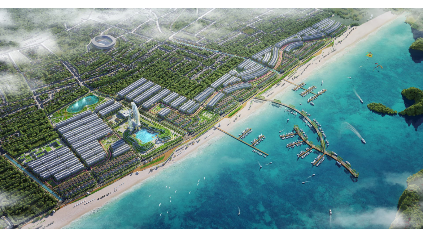 Phối cảnh Green Dragon City Cẩm Phả nằm sát biển