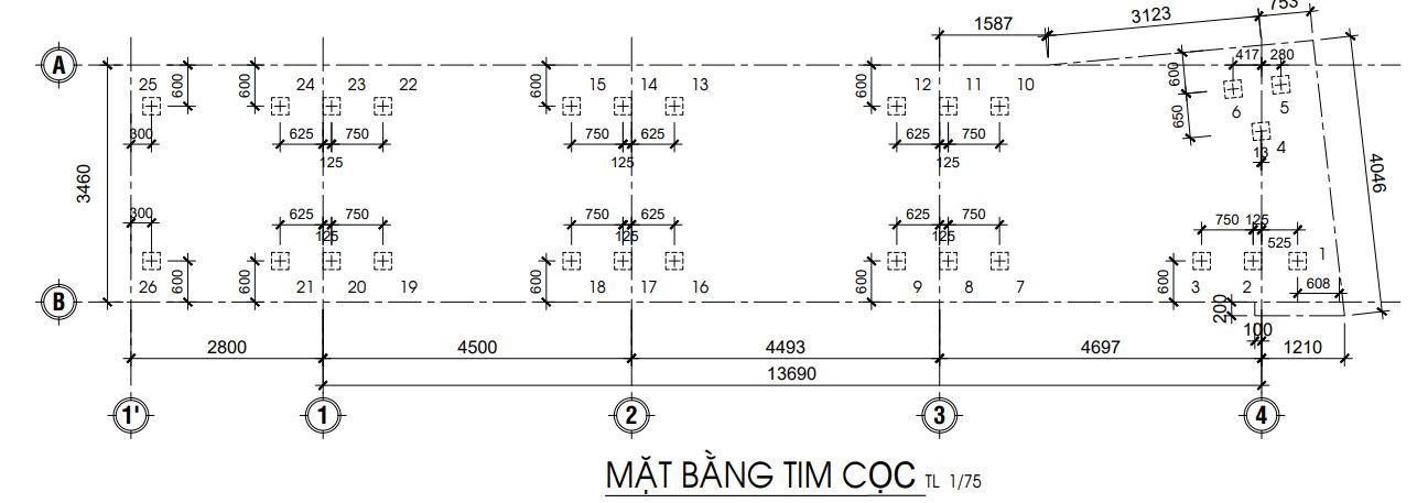 Mặt bằng tim cọc 