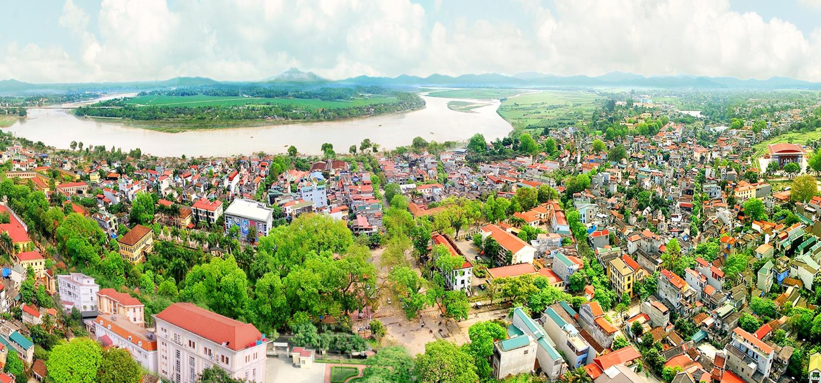 một góc tỉnh Phú Thọ với nhiều nhà ở nhìn từ trên cao