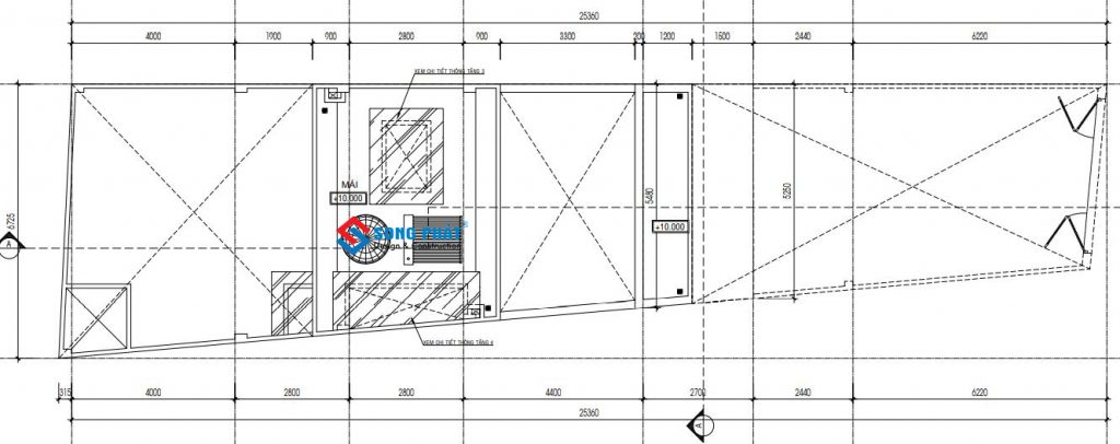 Mặt bằng mái bê tông cốt thép