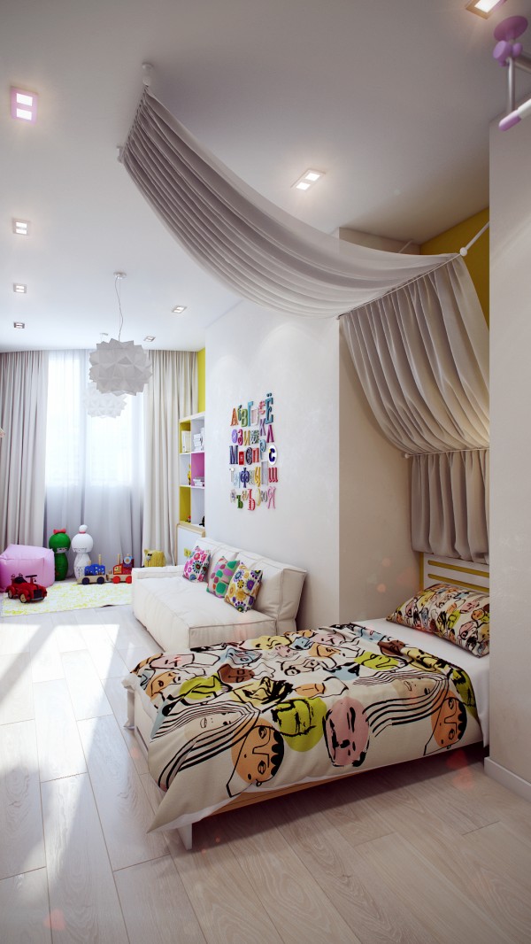 Modern white kids room