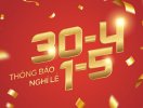                          Batdongsan.com.vn thông báo lịch nghỉ lễ 30/4 và 1/5                     